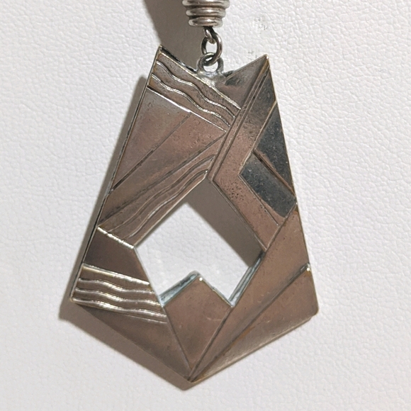 Long & Chunky Vintage 90's Silver & Blue Necklace - Picture 2 of 3